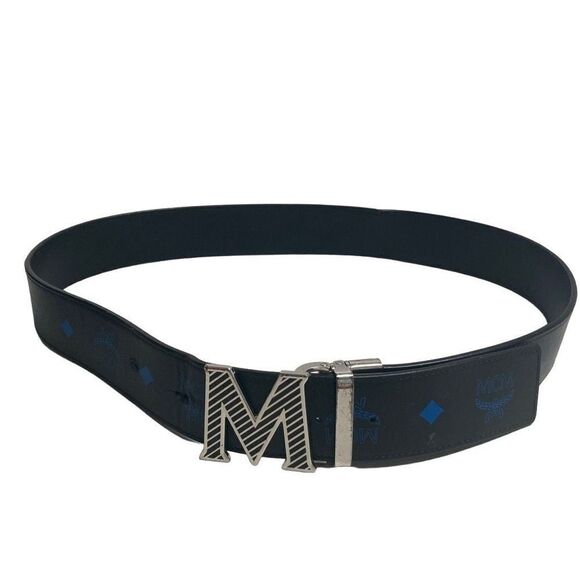 MCM Unisex Reversible Monogram Logo Belt 45” length Black - Picture 1 of 11